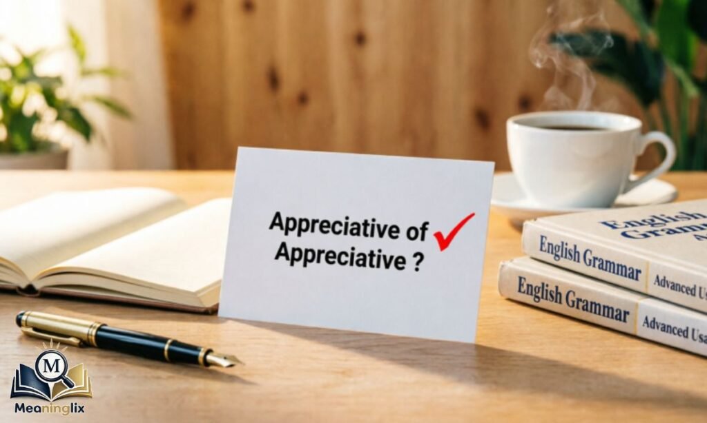 Appreciative of or Appreciative Meaning