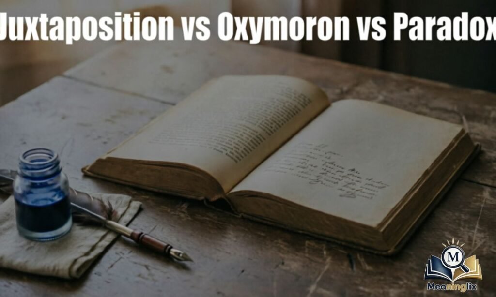 Juxtaposition vs Oxymoron vs Paradox