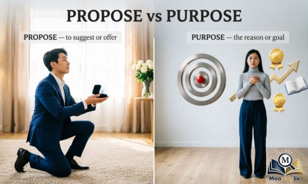 Propose vs purpose meaning