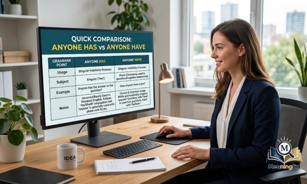 Quick Comparison Table Anyone Has vs Anyone Have