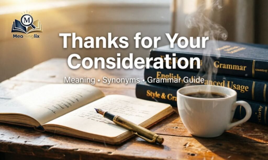 Thanks for Your Consideration Meaning Synonyms