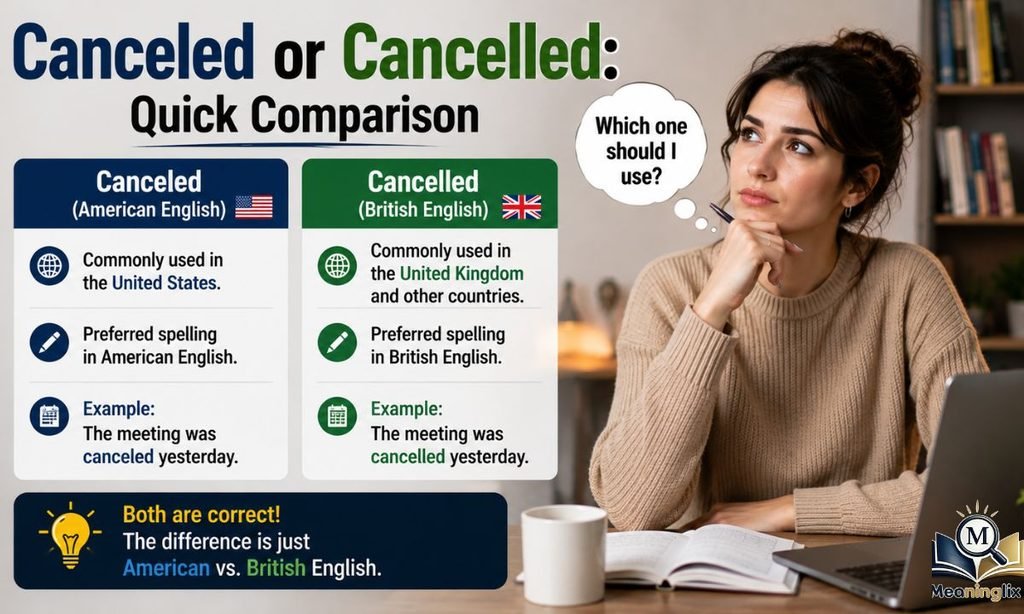 Canceled or Cancelled Quick Comparison