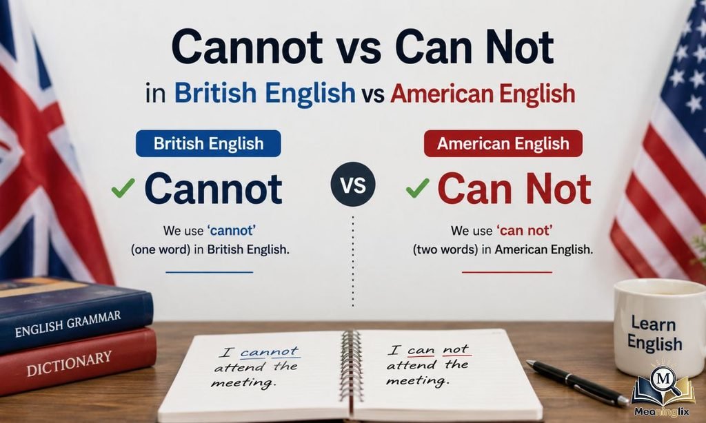 Cannot vs Can Not in British English vs American English