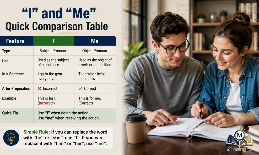 I and Me Quick Comparison Table