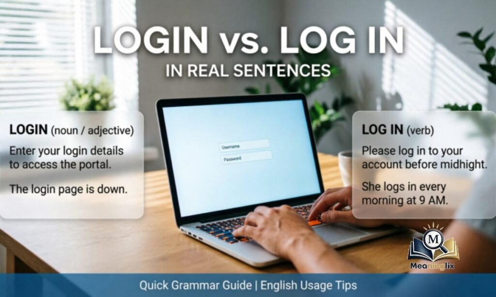 Login and Log In in Real Sentences