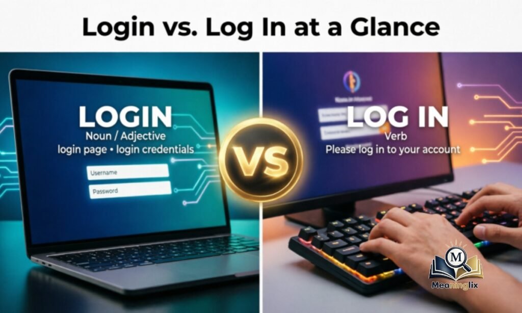 Login vs. Log In at a Glance