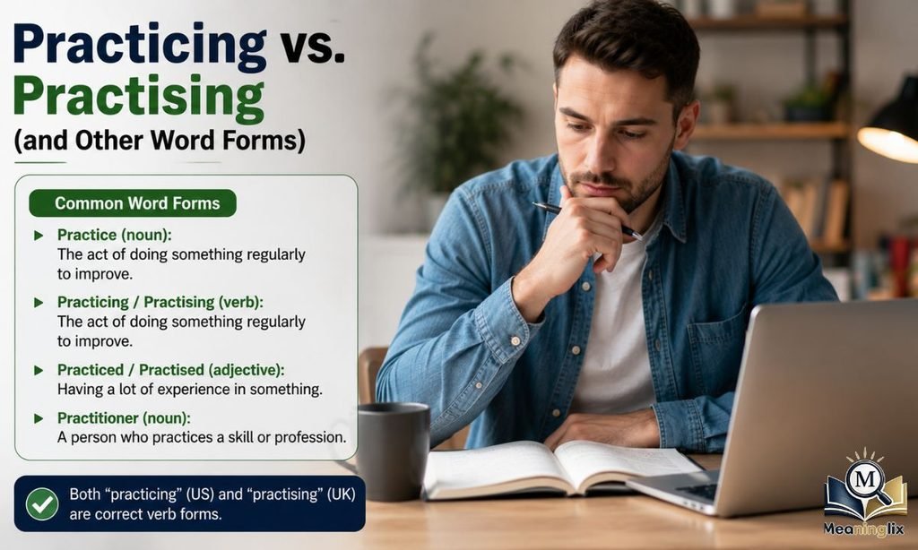 Practicing vs. Practising (and Other Word Forms)