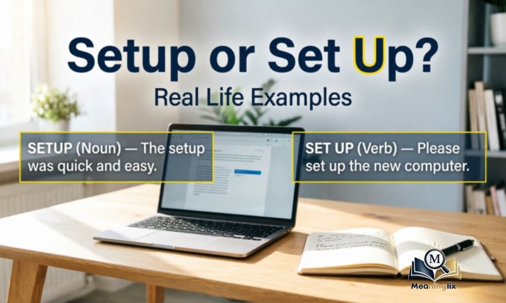 Setup or Set Up Real Life Examples