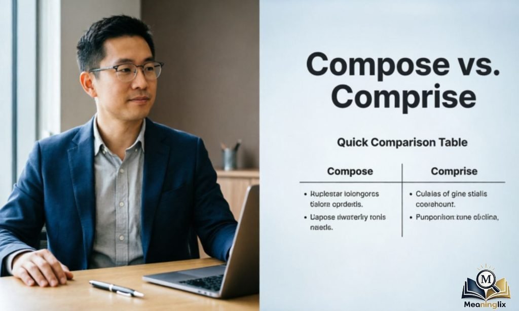 Compose vs. Comprise Quick Comparison Table
