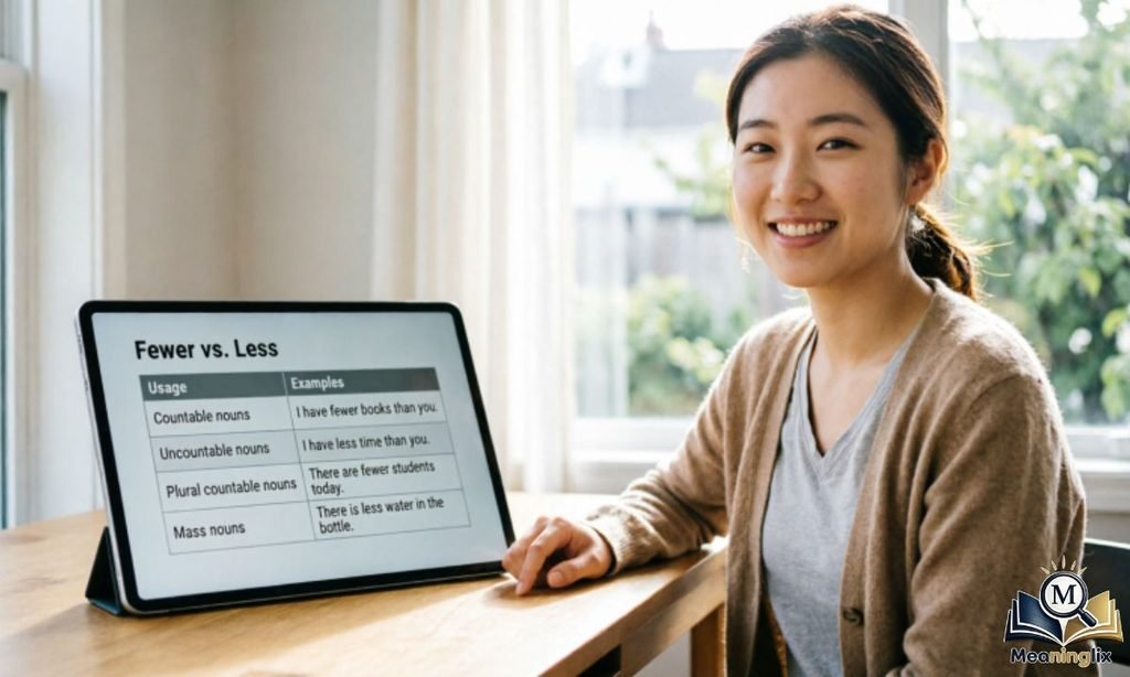 Fewer vs. Less Quick Comparison Table